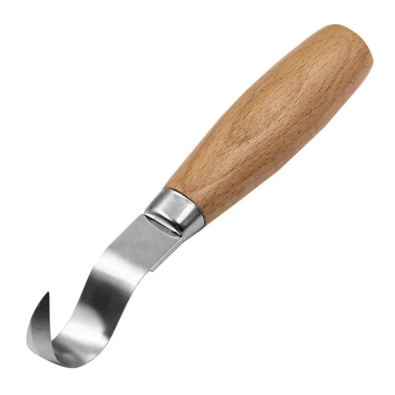 Schnitzmesser Set aus Edelstahl – Hakenmesser und gerades Messer für Holzarbeiten mit Buchenholzgriff