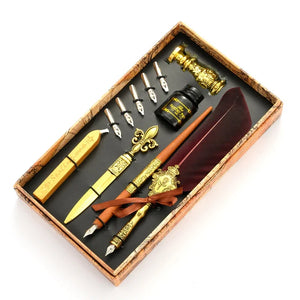 Feder Schreibset mit Tinte – Kalligrafie Dip Pen Set mit 5 Ersatzfedern und Geschenkbox