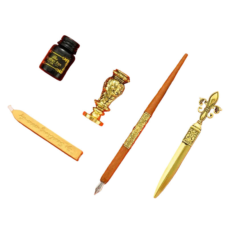 Feder Schreibset mit Tinte – Kalligrafie Dip Pen Set mit 5 Ersatzfedern und Geschenkbox