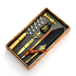Feder Schreibset mit Tinte – Kalligrafie Dip Pen Set mit 5 Ersatzfedern und Geschenkbox