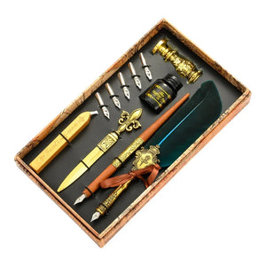 Feder Schreibset mit Tinte – Kalligrafie Dip Pen Set mit 5 Ersatzfedern und Geschenkbox