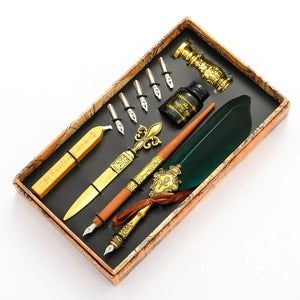 Feder Schreibset mit Tinte – Kalligrafie Dip Pen Set mit 5 Ersatzfedern und Geschenkbox